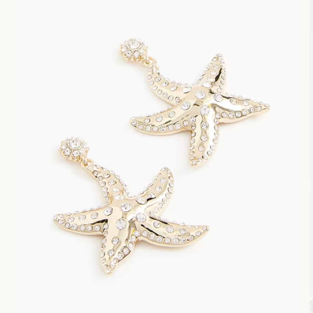 NWT J. Crew Crystal Pave Starfish Statement Earrings ✨